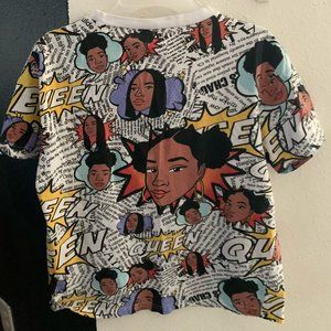 on fire cropped black girl shirt